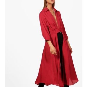 Cream Plunge Maxi Shirt